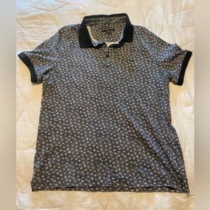 Michael Kors Black and White Floral Polo Shirt
